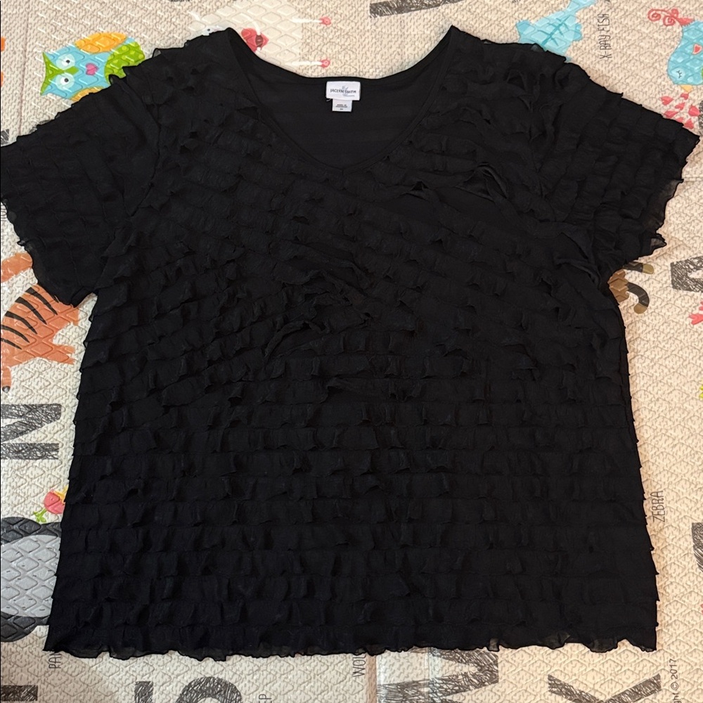 Jaclyn Smith Black Textured Blouse